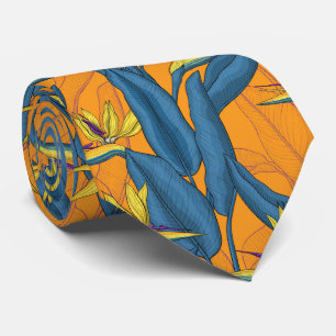 Corbata Bird of paradise flowers on orange