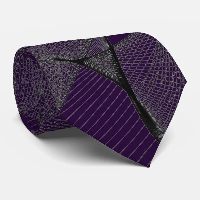 Corbata Black Amethyst & Silver Lace "Spider Web" (Enrollado)