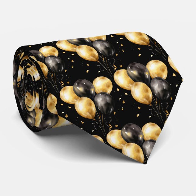Corbata Black and Gold Balloons Neck Tie (Enrollado)