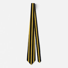 Corbata Black and Metallic Gold Striped Stylish Neck Tie