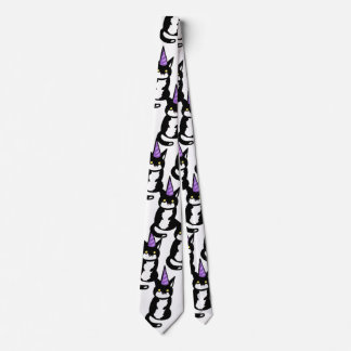 Corbata Black and White Cat Celebration Tie