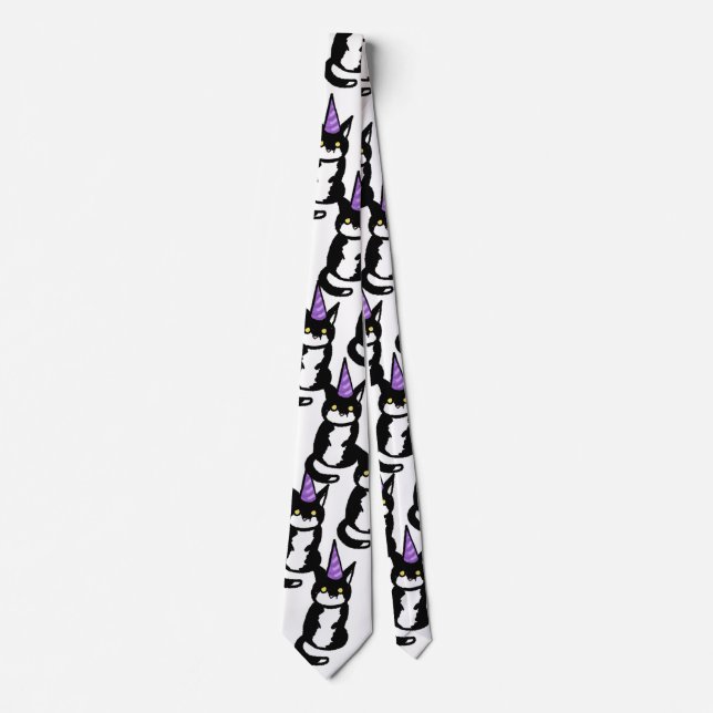 Corbata Black and White Cat Celebration Tie (Anverso)