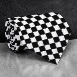 Corbata Black and White Checkered Custom Necktie
