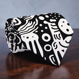 Corbata Black and White Doodles Custom Necktie