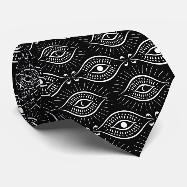 Corbata Black and white evil eye pattern (Enrollado)