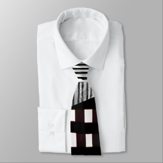 Corbata Black and White Geometric Abstract Glitch 
