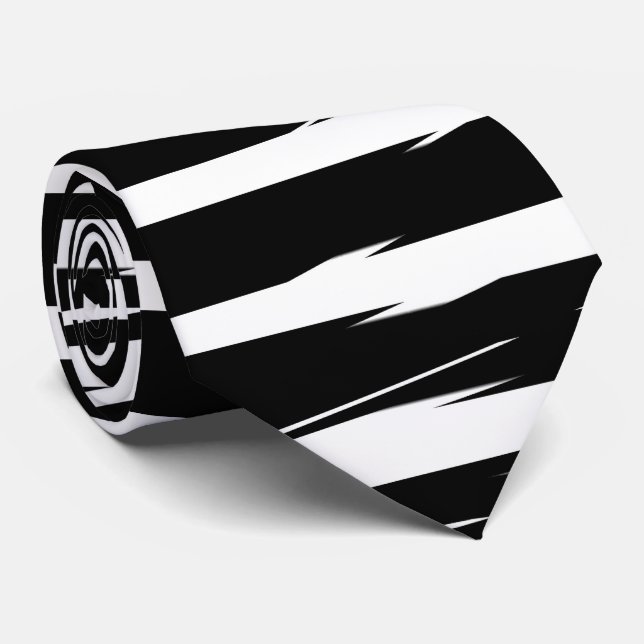 Corbata Black and White Glitch Signal Stripes (Enrollado)