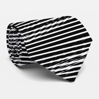 Corbata Black and White Glitchy Signal Stripes 