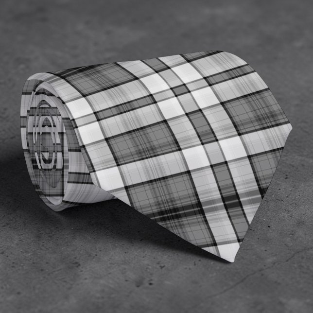 Corbata Black and White Plaid Custom Necktie (Subido por el creador)