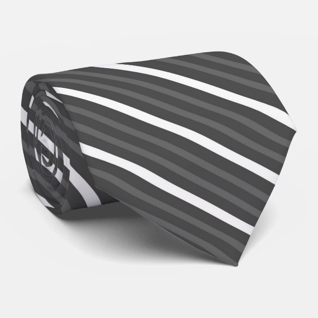 Corbata Black Charcoal, Gray And White Diagonal Stripes (Enrollado)