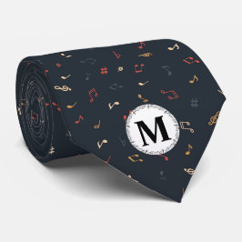 Corbata Black Colorful multicolor music note monogram