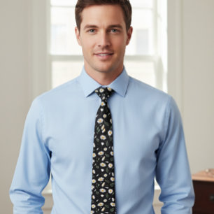 Corbata Black daisy tie, floral tie, floral ties daisies
