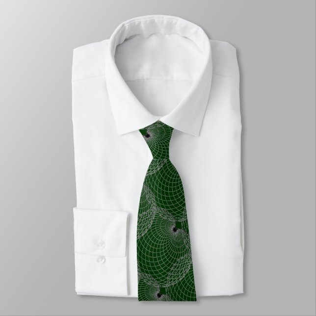 Corbata Black Emerald Green y Silver Gray "Spider Web" (Atado)