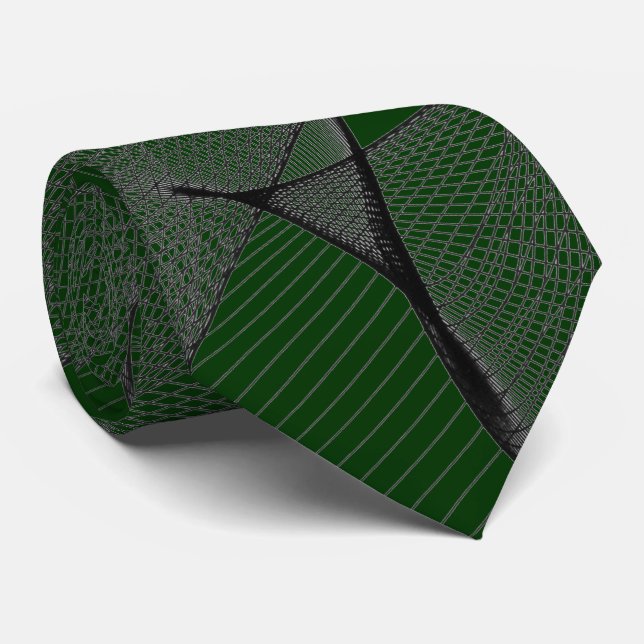 Corbata Black Emerald Green y Silver "Spider Web" (Enrollado)