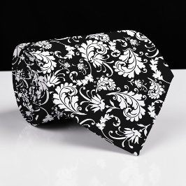 Corbata Black Floral Pattern Custom Necktie