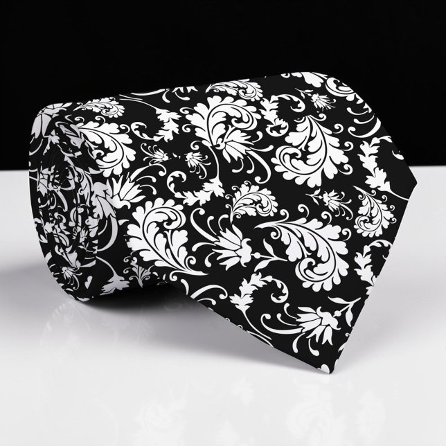 Corbata Black Floral Pattern Custom Necktie (Subido por el creador)
