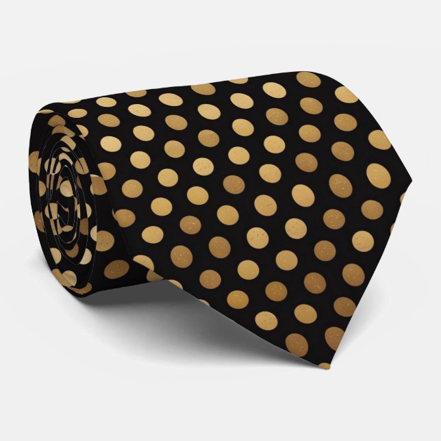 Corbata Black & Gold Polka Dot  (Enrollado)