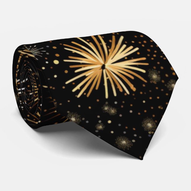 Corbata Black Golden Fireworks Celebración Nata del Cuello (Enrollado)