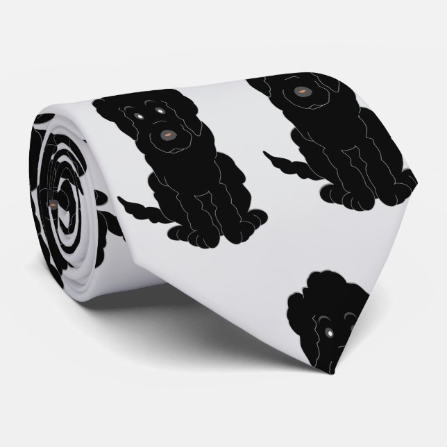 Corbata Black Goldendoodle Design Any Colour Background (Enrollado)