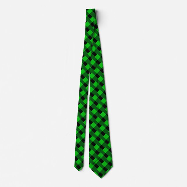 Corbata Black & Green Plaid Checked - (Reverso)