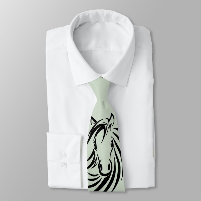 Corbata Black Horse Head Green (Atado)