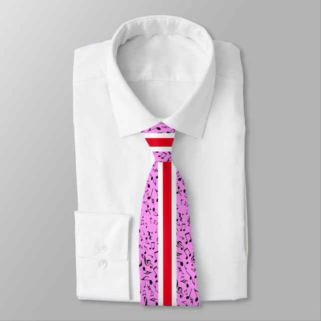 Corbata Black Music Notes on PINK (Atado)