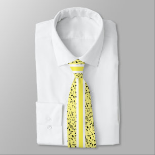 Corbata Black Music Notes on YELLOW