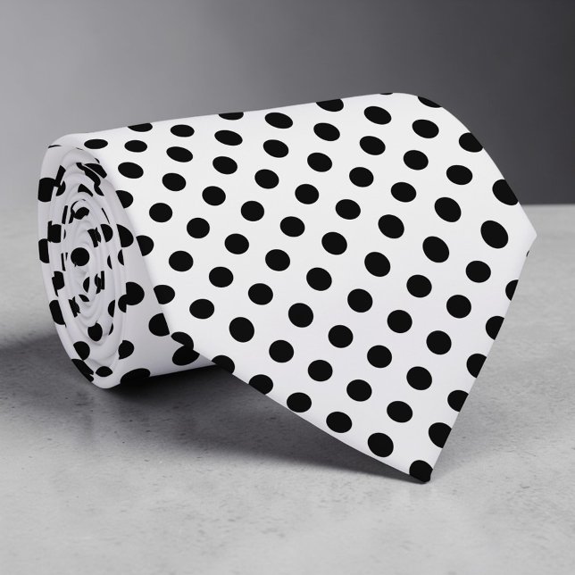 Corbata Black on White Mini Polka Dots Necktie (Subido por el creador)