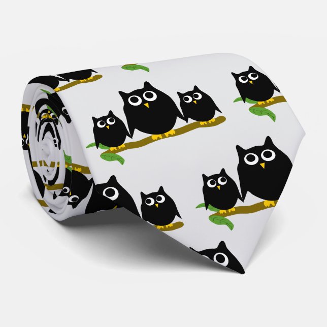 Corbata Black Owls Design Any Colour Background (Enrollado)