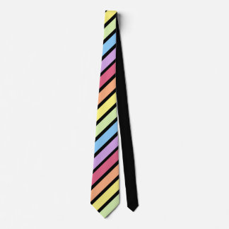 Corbata Black Pastel Arcoiris Diagonal Stripe Necpe Tira