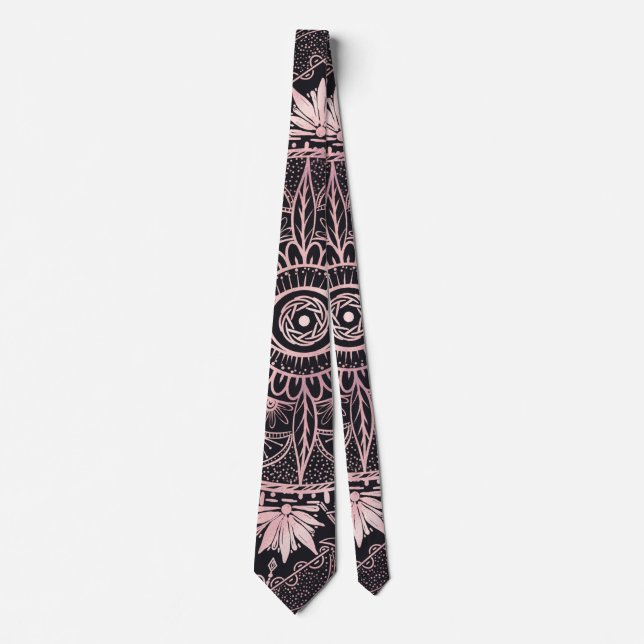 Corbata Black Pink Eye Mandala (Anverso)