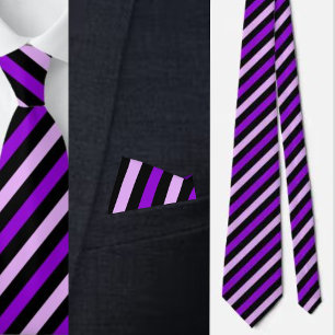 Corbata Black Purple Pink Stripes Resumen Patrón