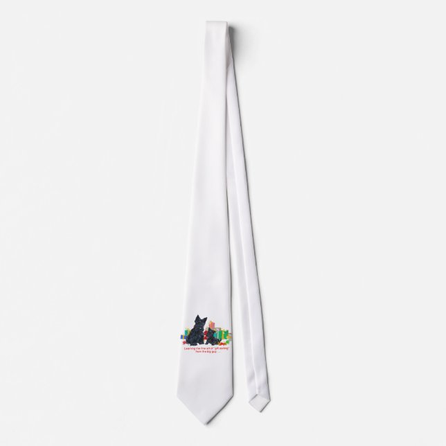 Corbata Black Scottie y cachorro de Navidad (Anverso)
