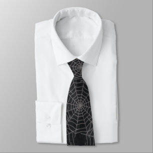 Corbata Black Spider Webs Halloween Grunge