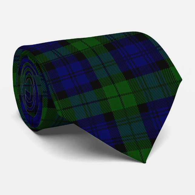 Corbata Black Watch Tartan Blue Green Plage (Enrollado)