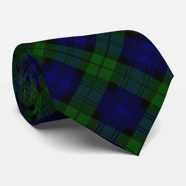 Corbata Black Watch Tartan Blue Green Plage (Enrollado)