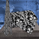 Corbata Black & White Acanthus Leaf Floral Damask Wedding<br><div class="desc">A black and white wedding neck tie featuring a white floral damask pattern against a solid black background.</div>