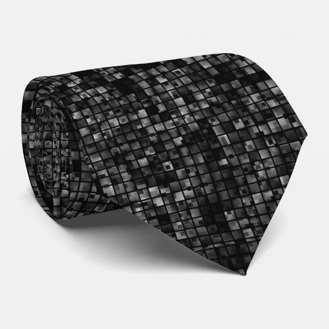 Corbata Black White Classic Disco Pattern (Enrollado)