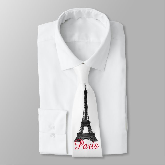 Corbata Black White Eiffel Tower Paris Love City Travel (Atado)