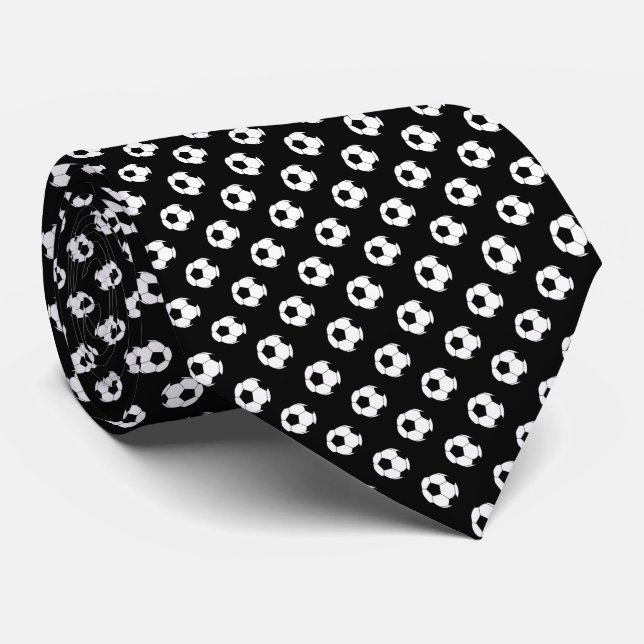 Corbata Black White Football sopla sobre negro (Enrollado)