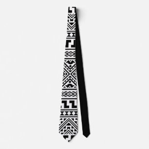 Corbata Black White Geometric Tribal Pattern Aztec Boho