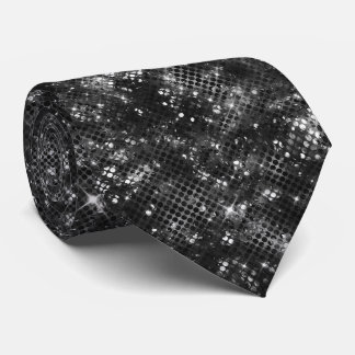 Corbata Black White Glitter Shiny Sparkle Glam Disco