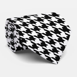 Corbata Black White Pied de Poule Houndstoth