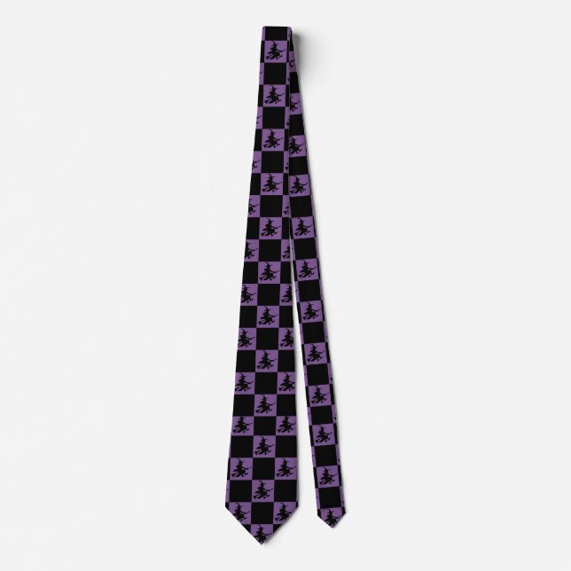 Corbata Black Witches Black & Purple Checkered (Anverso)