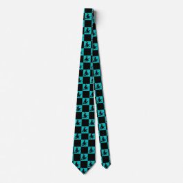 Corbata Black Witches Black & Teal Checkered