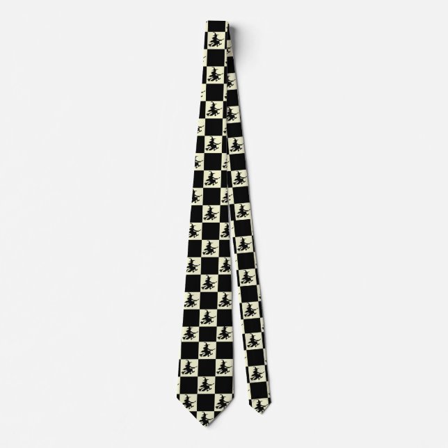 Corbata Black Witches Black & Yellow Checkered (Anverso)