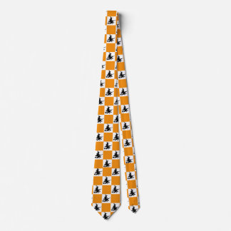 Corbata Black Witches Orange & White Checkered