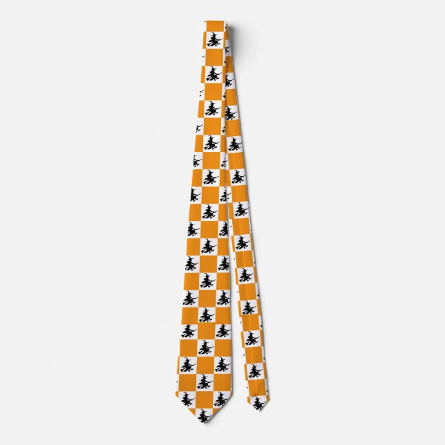 Corbata Black Witches Orange & White Checkered (Anverso)