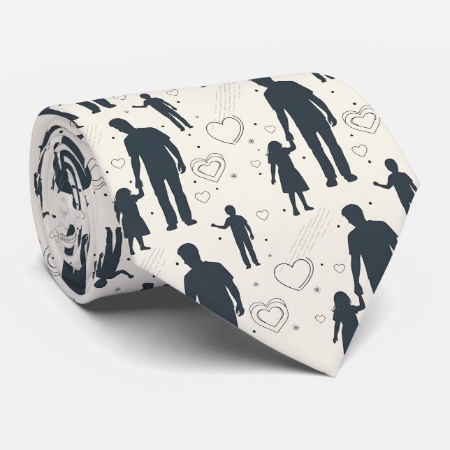 corbata blanca con estampado de padre e hijo (Enrollado)