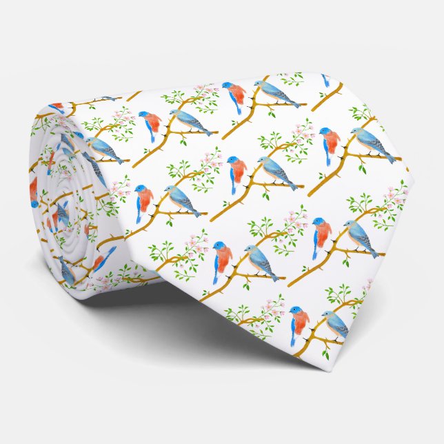 Corbata Blanca de Cuello Azul Personalizada (Enrollado)